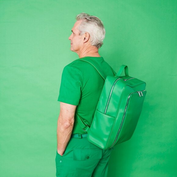 GREEN BACKPACK MONOCHROME VEGAN LEATHER - Picture 14 of 16